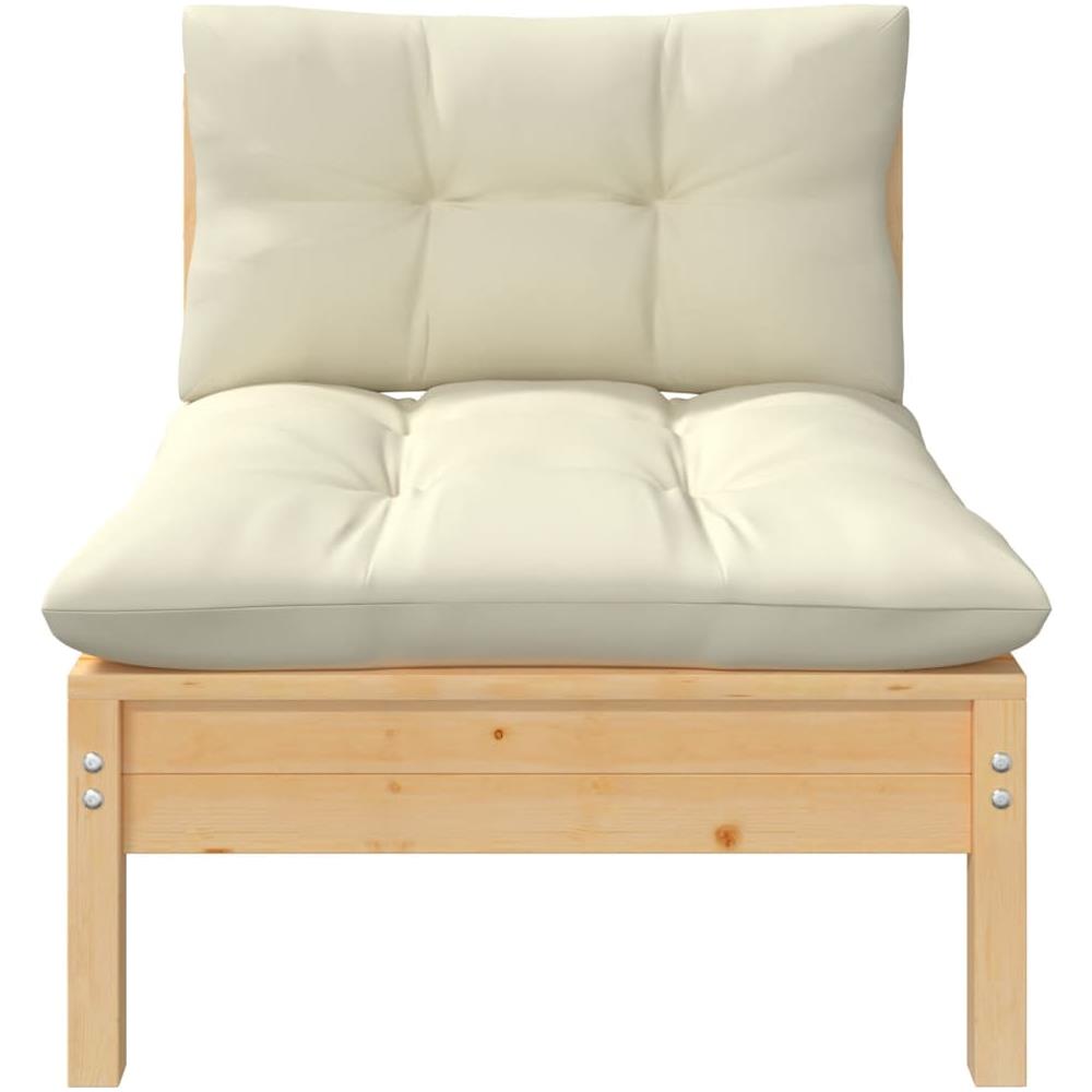 Set Divani da Giardino 3 pz con Cuscini Crema Massello di Pino - Foto 3