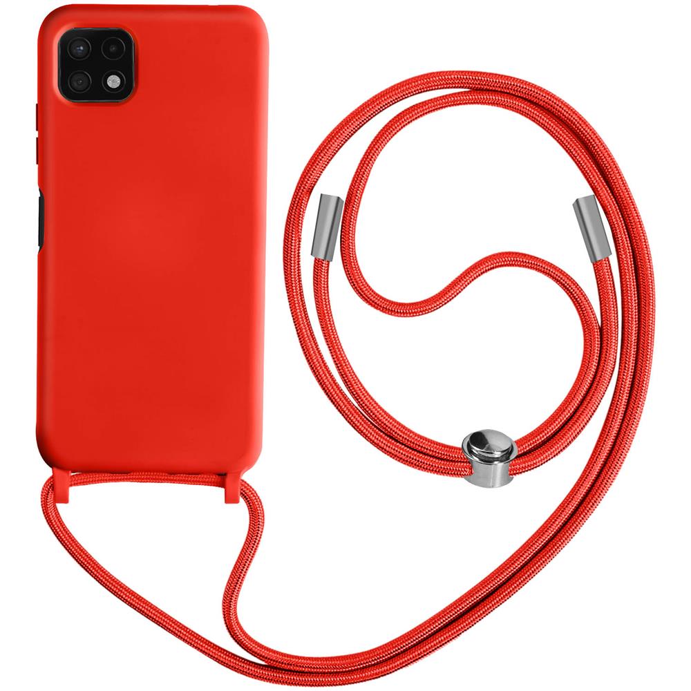 Cover Semirigida Per Samsung Galaxy A22 5g Cordino Nylon Intrecciato 80 Cm Rossa - Foto 1