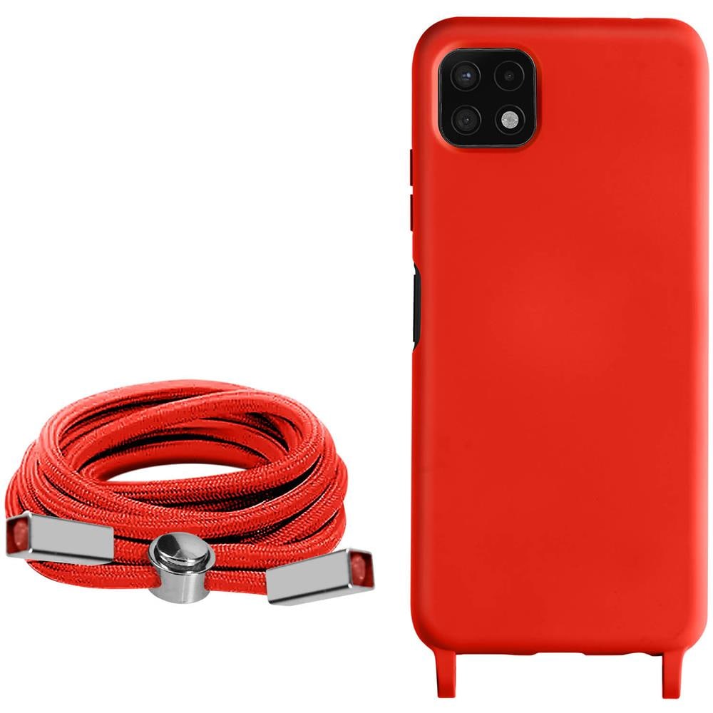Cover Semirigida Per Samsung Galaxy A22 5g Cordino Nylon Intrecciato 80 Cm Rossa - Foto 5