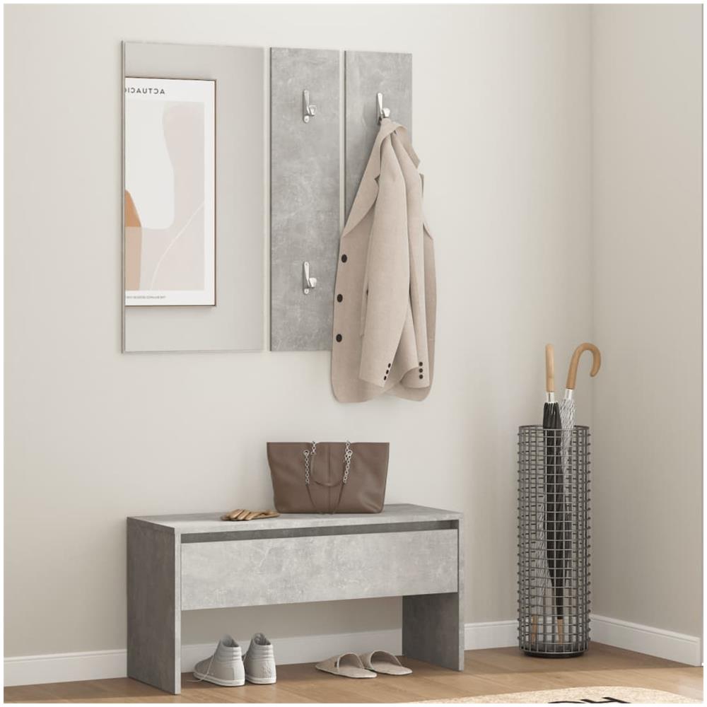 Set Di Mobili Da Corridoio Grigio Cemento In Legno Multistrato - Foto 1