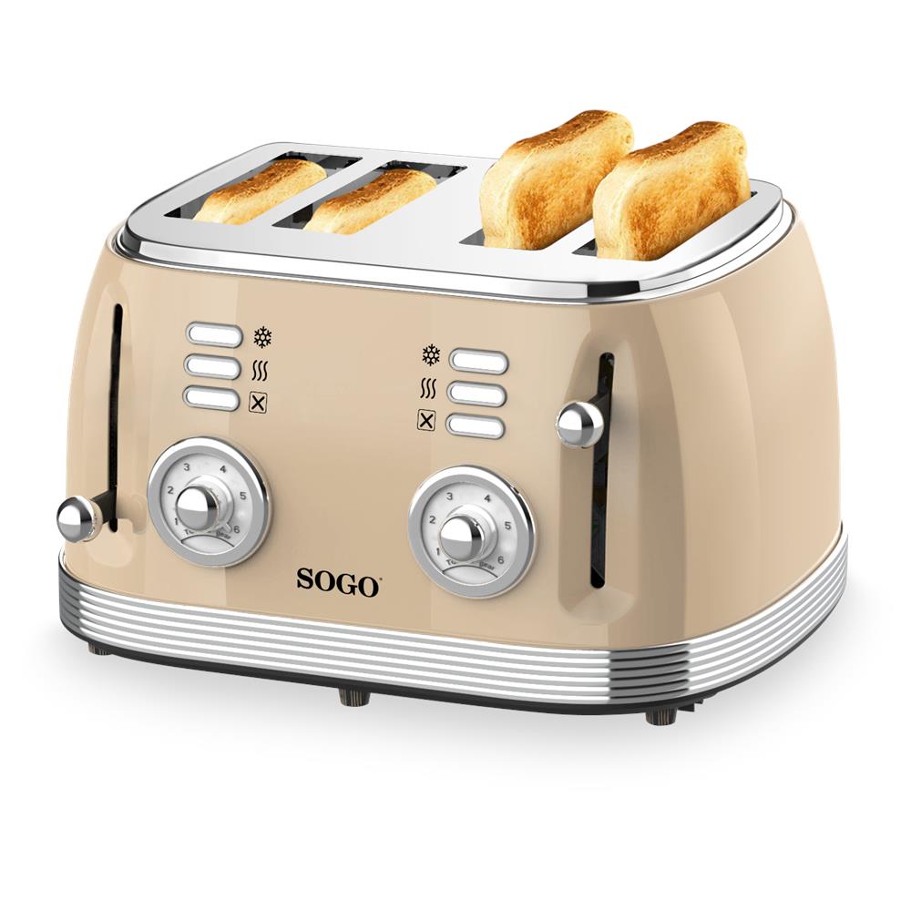 Tostapane Retrò Quattro Fette, 6 Livelli Di Temperatura Colore Beige - Foto 1
