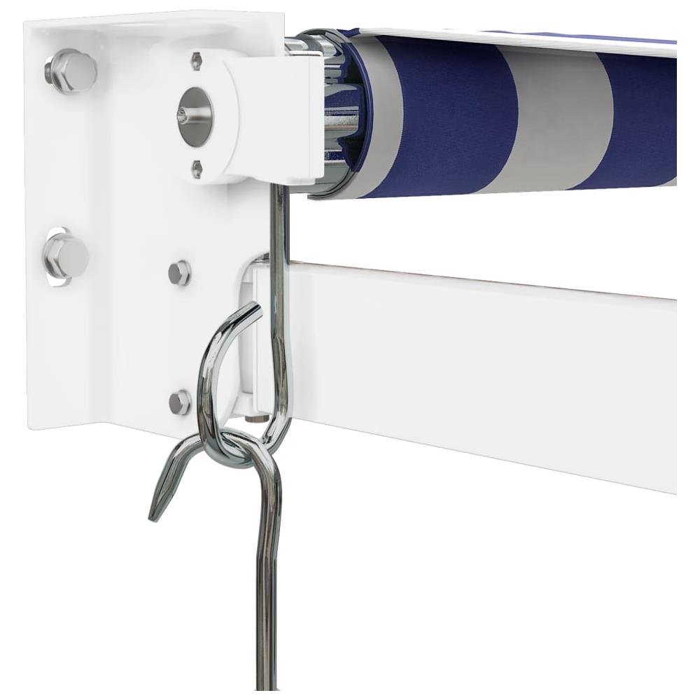 Tenda Da Sole Retrattile Blu E Bianca 5x3 M Tessuto E Alluminio - Foto 7