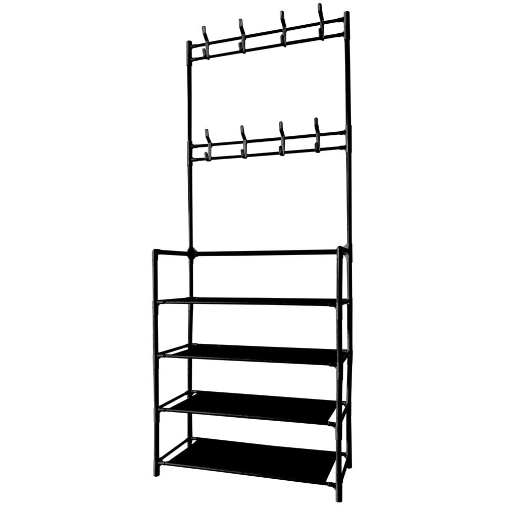 Appendiabiti Da Ingresso In Metallo Home 155x60x28, 4 Ripiani, 8 Appendiabiti Nero - Foto 8