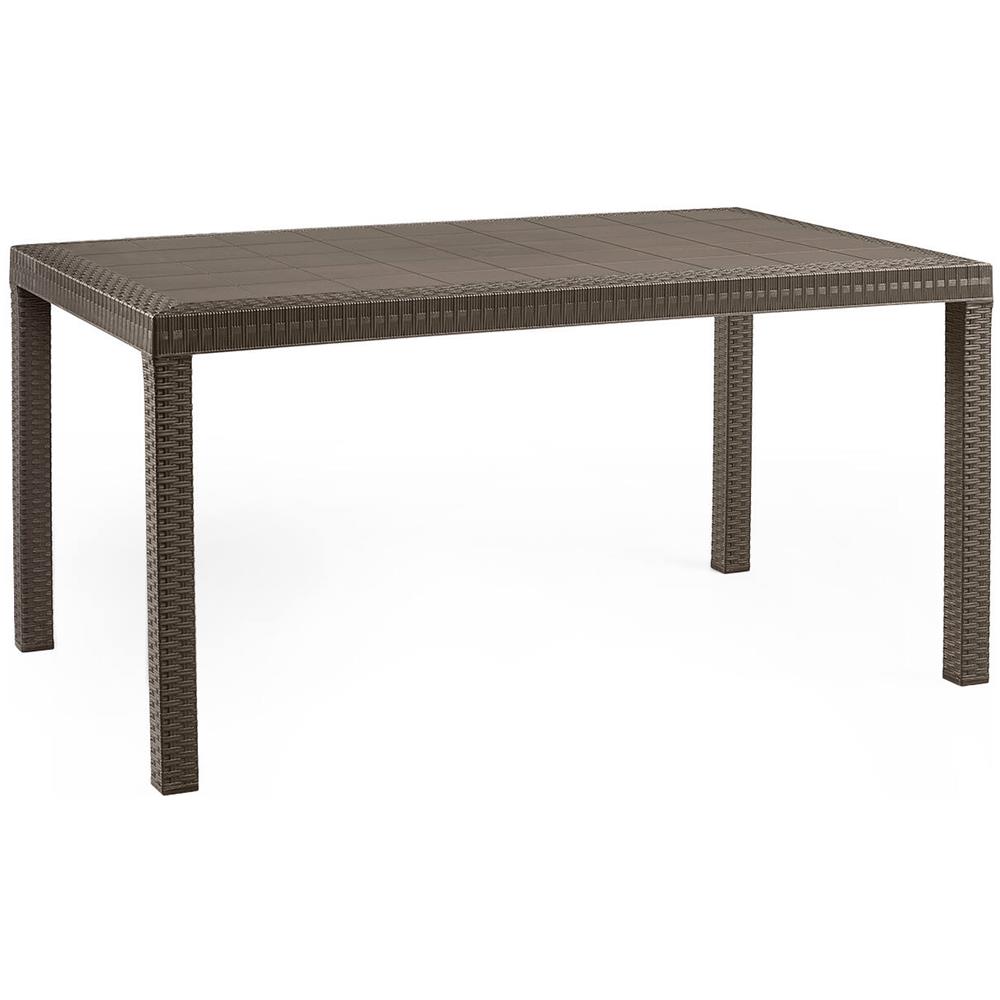 Tavolo Da Esterno Giove, Tavolo Rettangolare Da Giardino, Tavolo Da Giardino Multiuso Effetto Rattan, 100% Made In Italy, 150x90h74 Cm, Marrone - Foto 2