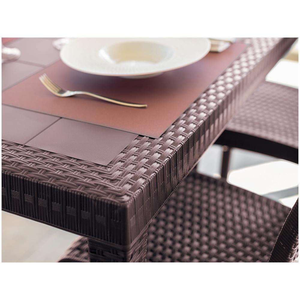 Tavolo Da Esterno Giove, Tavolo Rettangolare Da Giardino, Tavolo Da Giardino Multiuso Effetto Rattan, 100% Made In Italy, 150x90h74 Cm, Marrone - Foto 4