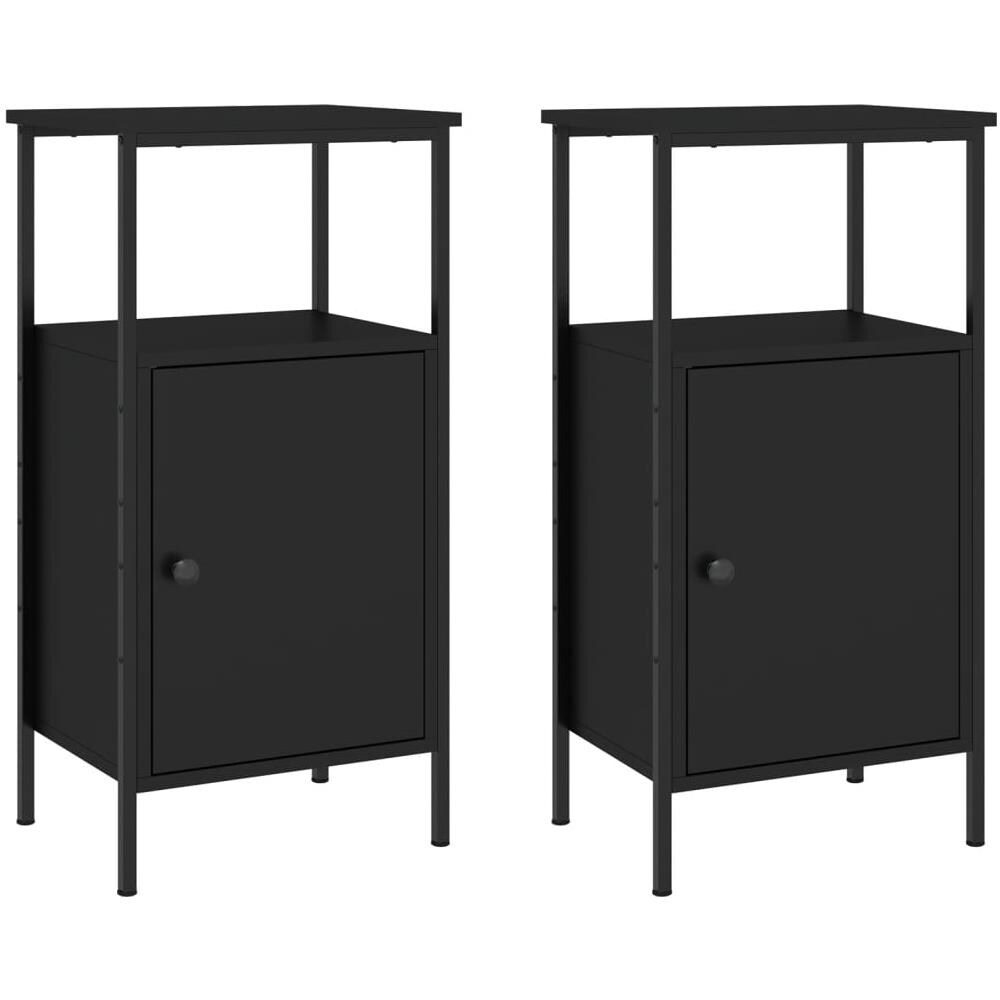 Comodini 2 Pz Neri 41x31x80 Cm In Legno Multistrato - Foto 2