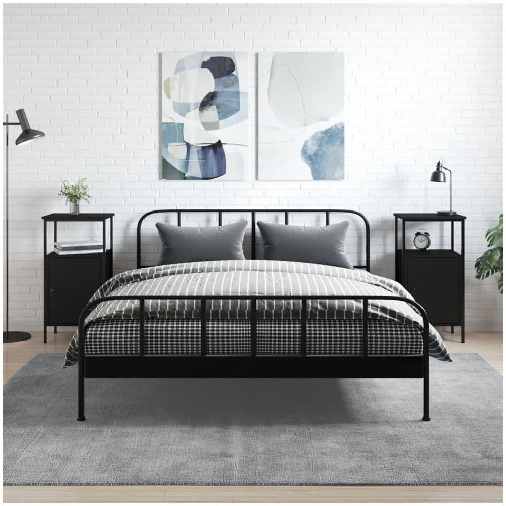 Comodini 2 Pz Neri 41x31x80 Cm In Legno Multistrato - Foto 1