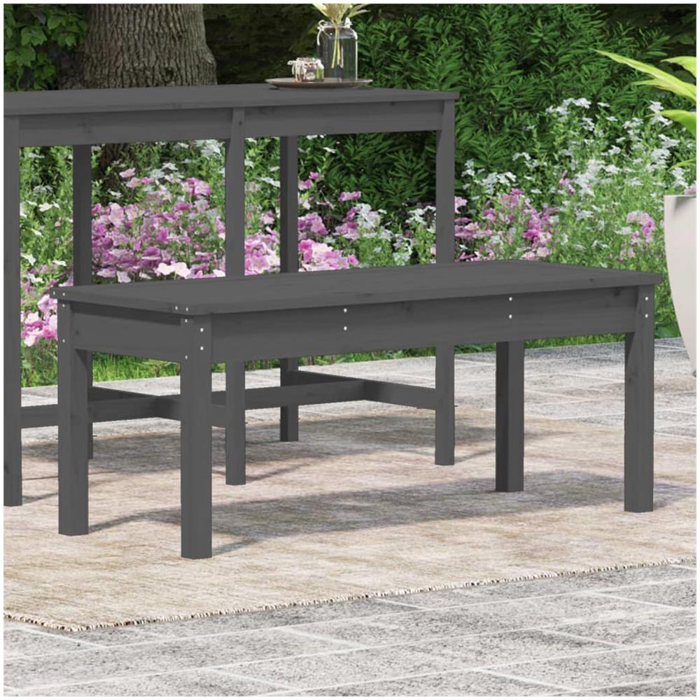 Panca da Giardino Grigia 109x44x45 cm Legno Massello di Pino - Foto 3