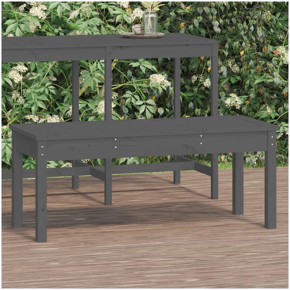 Panca da Giardino Grigia 109x44x45 cm Legno Massello di Pino - Foto 1