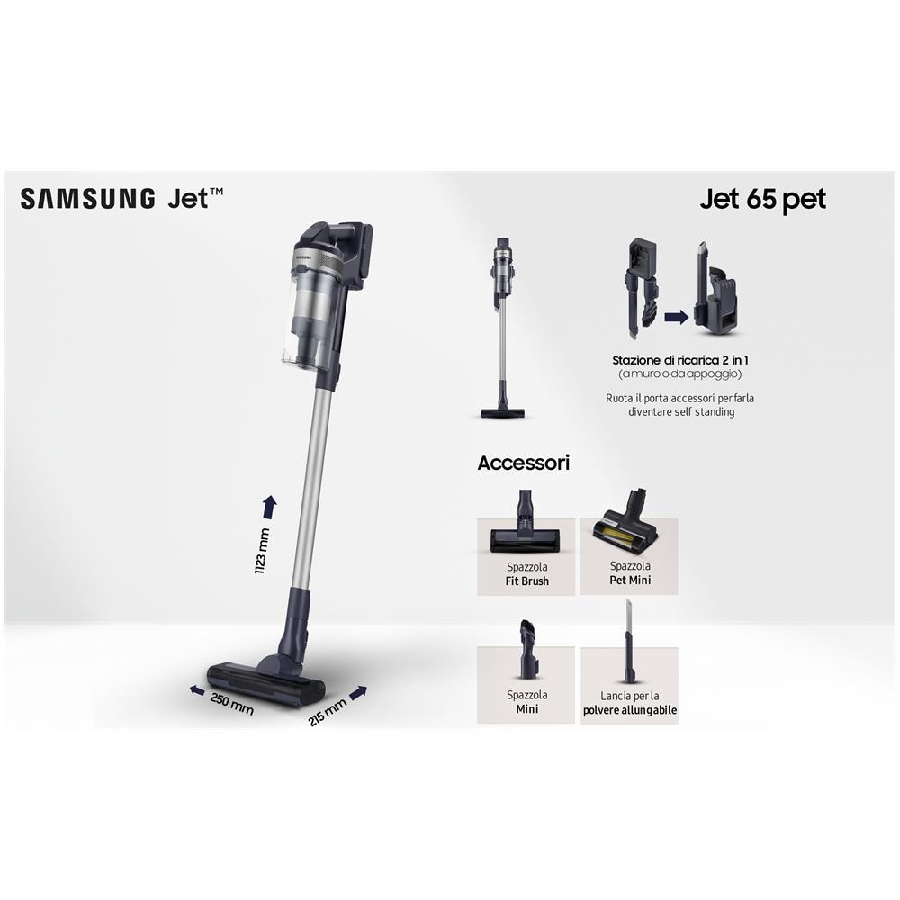 Jet 65 Pet Scopa Ricaricabile 2 in1 senza Sacco Potenza 150 W Colore Nero /Argento - Foto 9