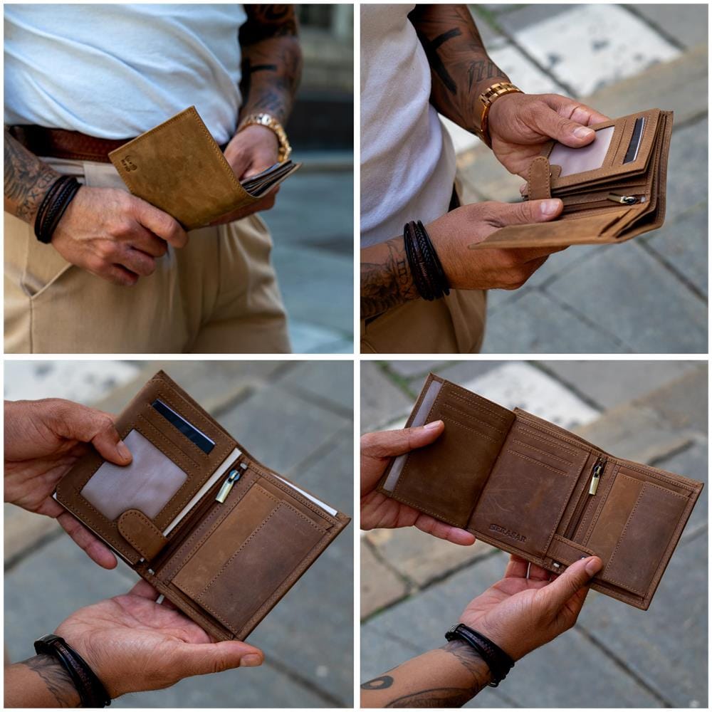 Portafoglio da uomo in pelle premium, ""Manager"", Marrone - Foto 2