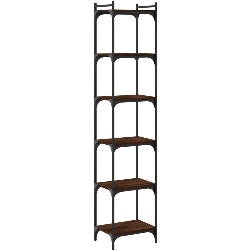 Libreria 6 Ripiani Rovere Marrone 40x30x188cm Legno Multistrato - Foto 2