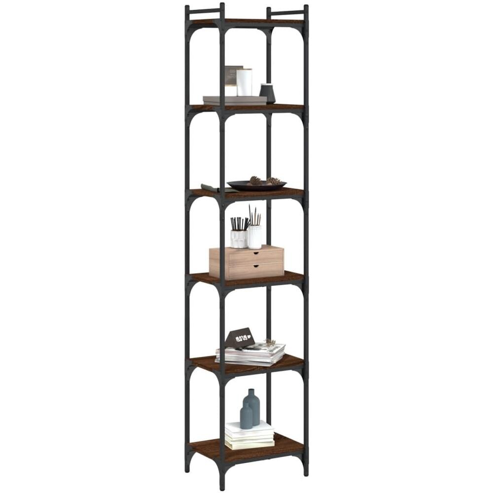 Libreria 6 Ripiani Rovere Marrone 40x30x188cm Legno Multistrato - Foto 3