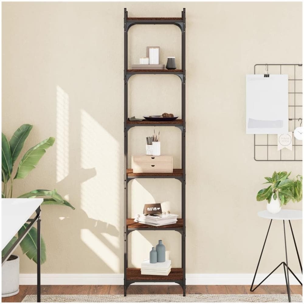 Libreria 6 Ripiani Rovere Marrone 40x30x188cm Legno Multistrato - Foto 1