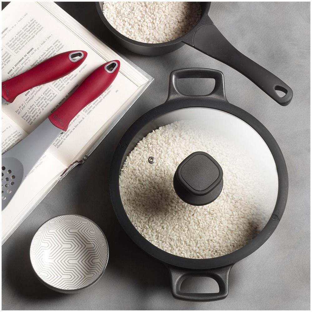 PRO Casseruola bassa in alluminio con rivestimento interno antiaderente con coperchio Diametro - Ø 28 cm Made in Italy - Foto 2