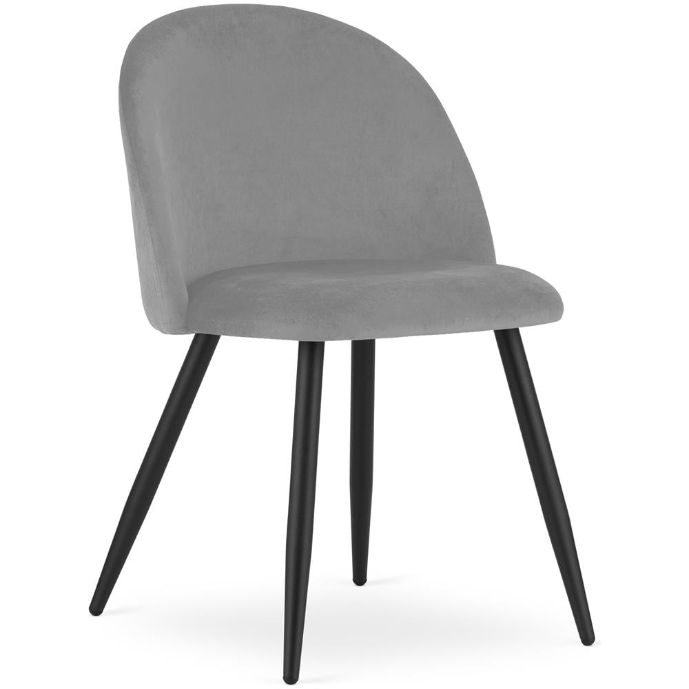 BELLO Chair Set di 3 sedie in velluto grigio chiaro con gambe nere - Foto 2