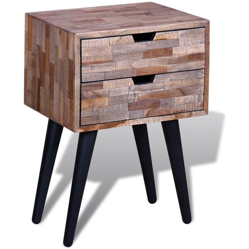 Comodino Con 2 Cassetti In Legno Anticato Di Teak - Foto 1