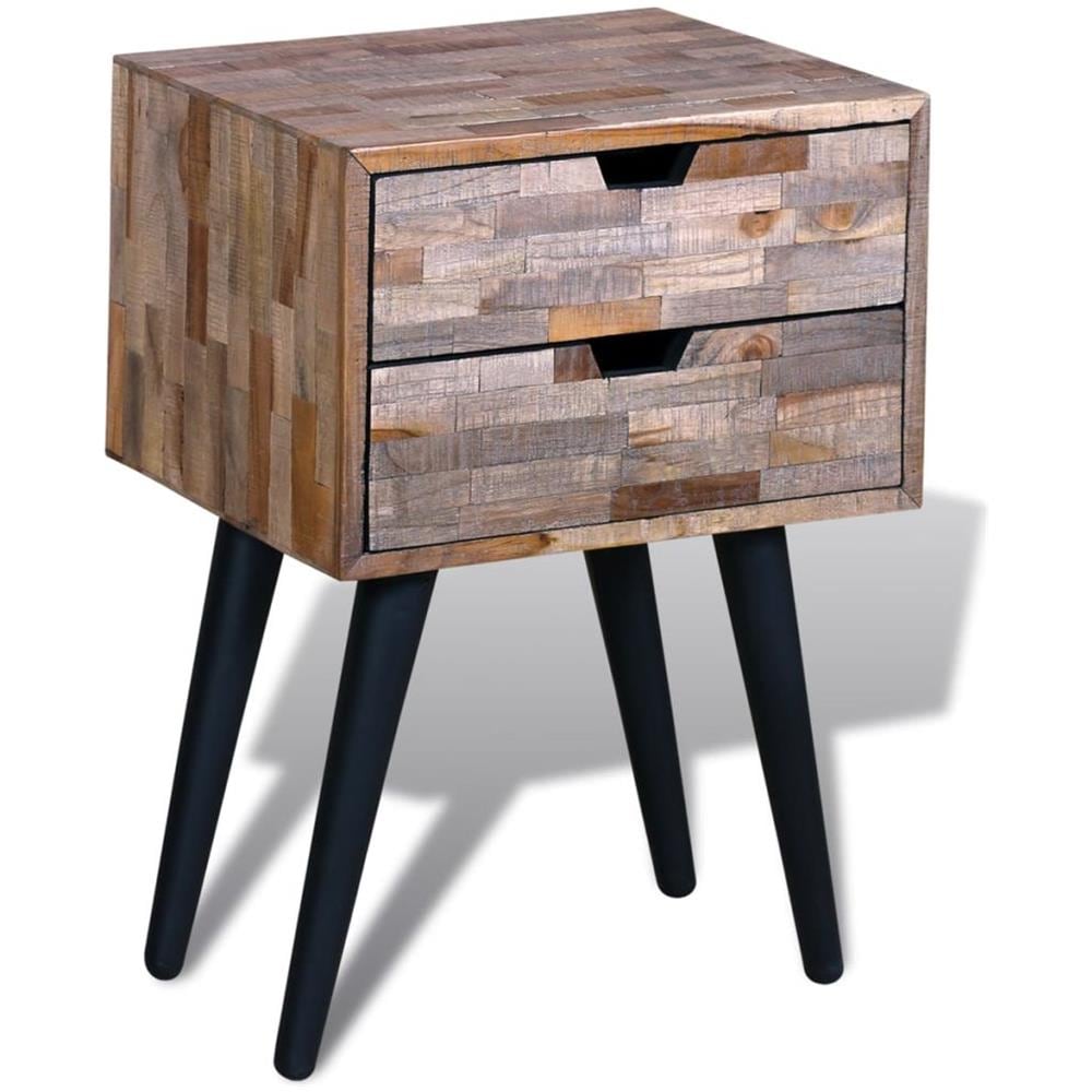 Comodino Con 2 Cassetti In Legno Anticato Di Teak - Foto 2