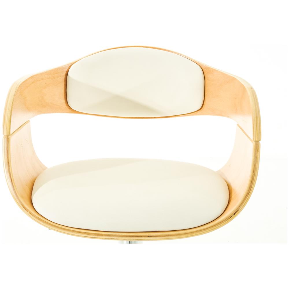 Sgabello rétro Kingston con Braccioli - Sgabello Bar Girevole 360° in Similpelle e Legno I Sgabello Alto Bancone Regolabile 63-77cm Natura / Bianco - Foto 5