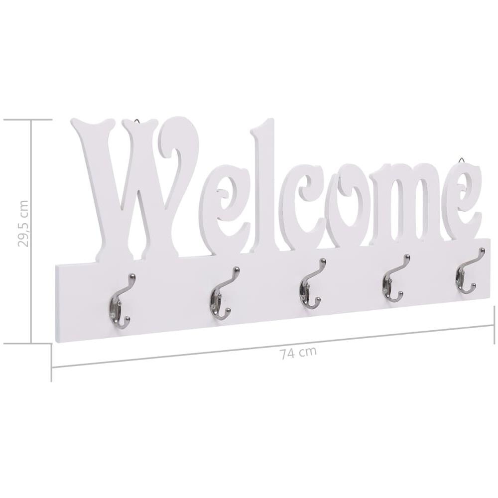 Appendiabiti A Muro Welcome Bianco 74x29,5 Cm - Foto 6