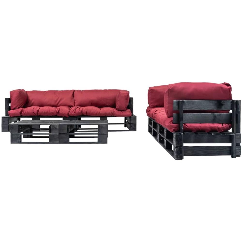 Set Divani Da Giardino Su Pallet 6pz Cuscini Rossi Legno Fsc - Foto 2