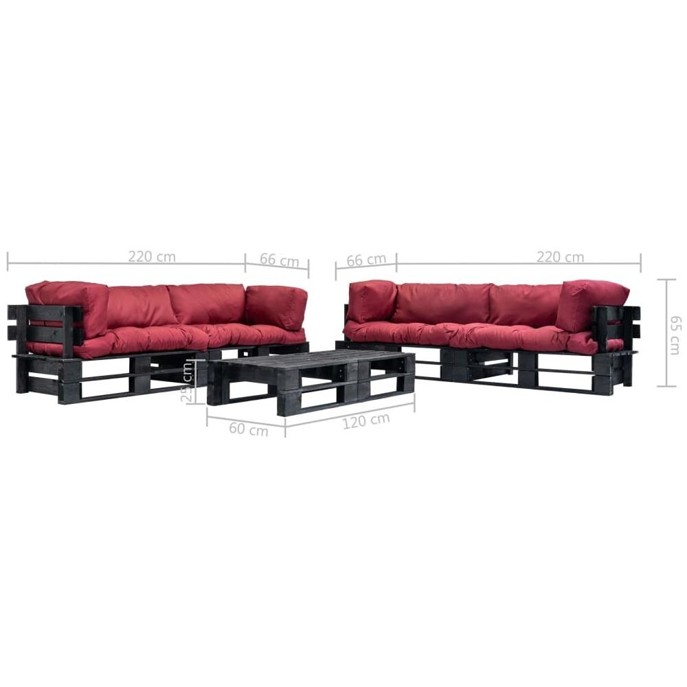 Set Divani Da Giardino Su Pallet 6pz Cuscini Rossi Legno Fsc - Foto 5