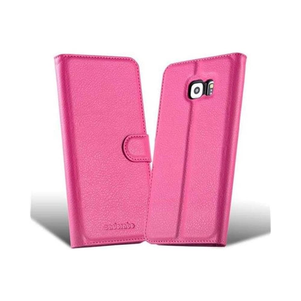 Custodia Compatibile Con Samsung Galaxy S6 Edge In Rosa Vivo - Coperchio Protettiva Con Chiusura Magnetica, Funzione Stand E Tasca Per Le Carte - Foto 2