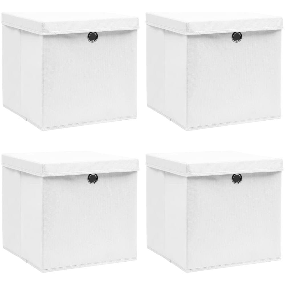 Scatole Portaoggetti con Coperchi 4pz Bianco 32x32x32cm Tessuto - Foto 1
