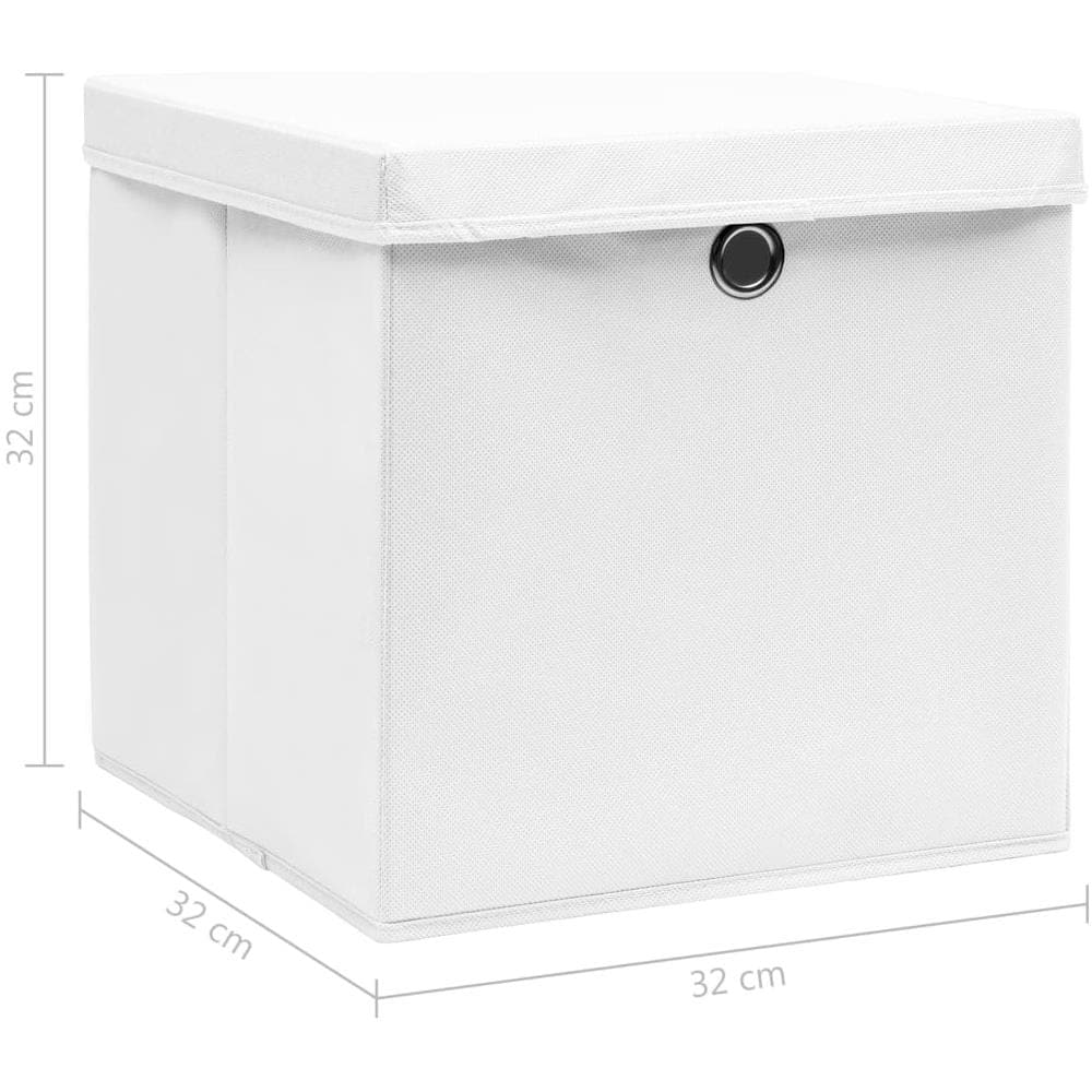 Scatole Portaoggetti con Coperchi 4pz Bianco 32x32x32cm Tessuto - Foto 12