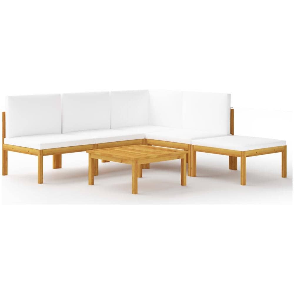 Set Divani da Giardino 6 pz con Cuscini Crema Massello Acacia - Foto 1