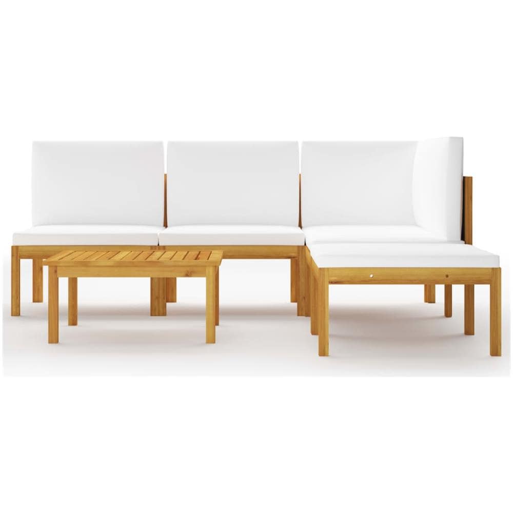 Set Divani da Giardino 6 pz con Cuscini Crema Massello Acacia - Foto 2