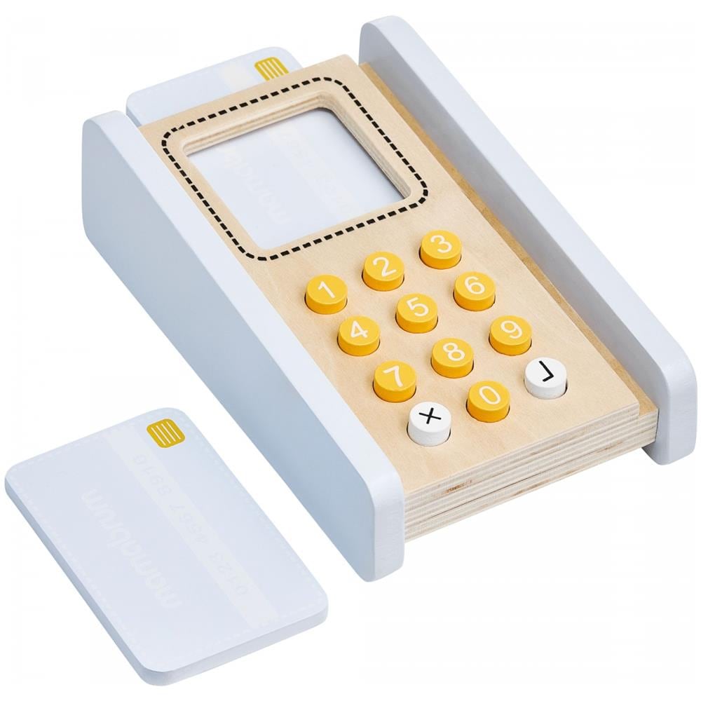 , Gioco Commerciante Di Legno 48 * 22,5 * 99 Cm Grande Venditore Stand Imitazione Gioco Registratore Di Cassa E Terminale Di Pagamento E Accessori (lavagna, Etichette) Conforme Ce E En - Foto 2