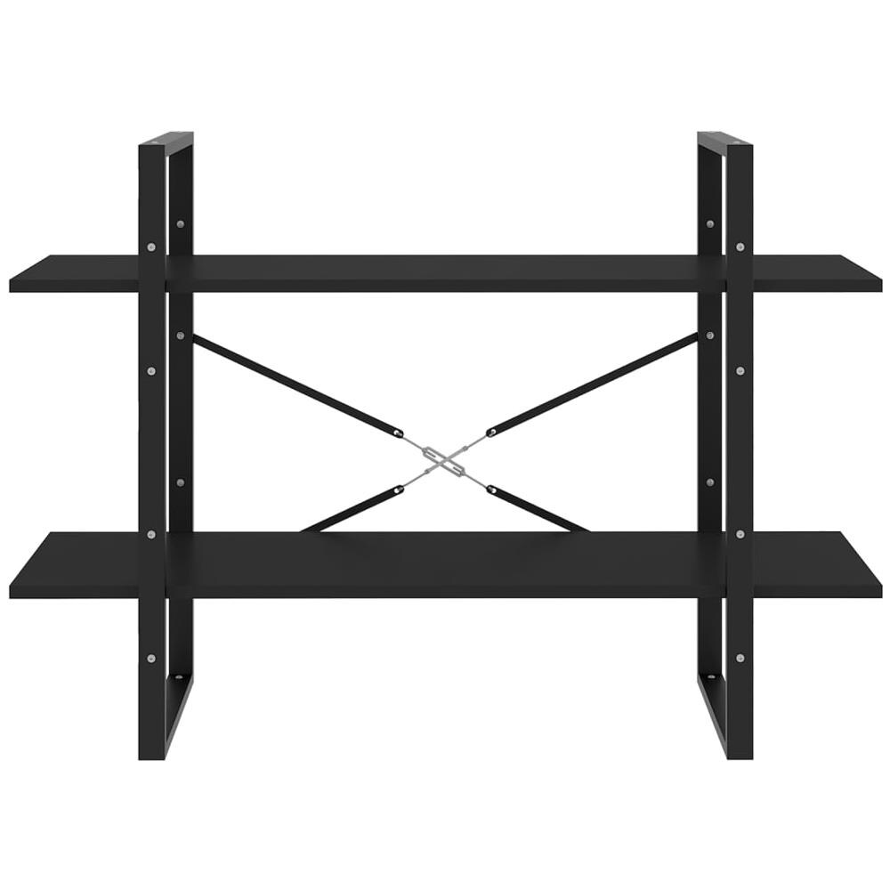 Libreria a 2 Ripiani Nera 100x30x70 cm in Legno Multistrato - Foto 7