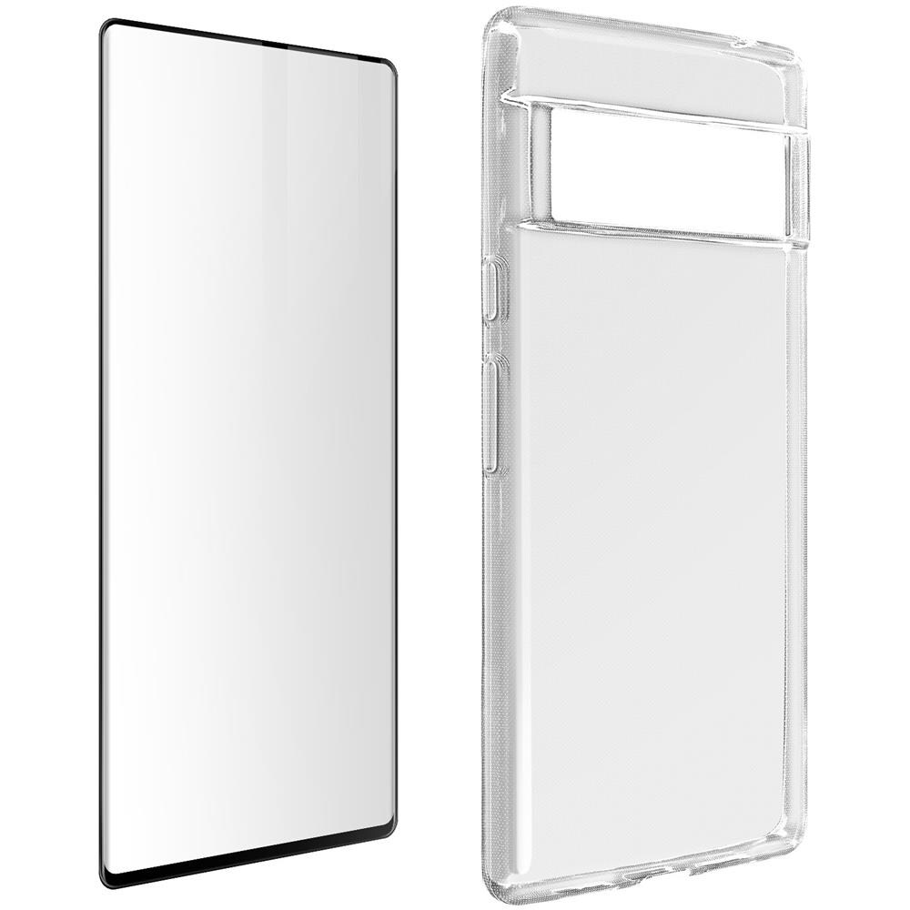 Cover Silicone Flessibile Google Pixel 6 Pro + Vetro Temperato Bordo Nero - Foto 1