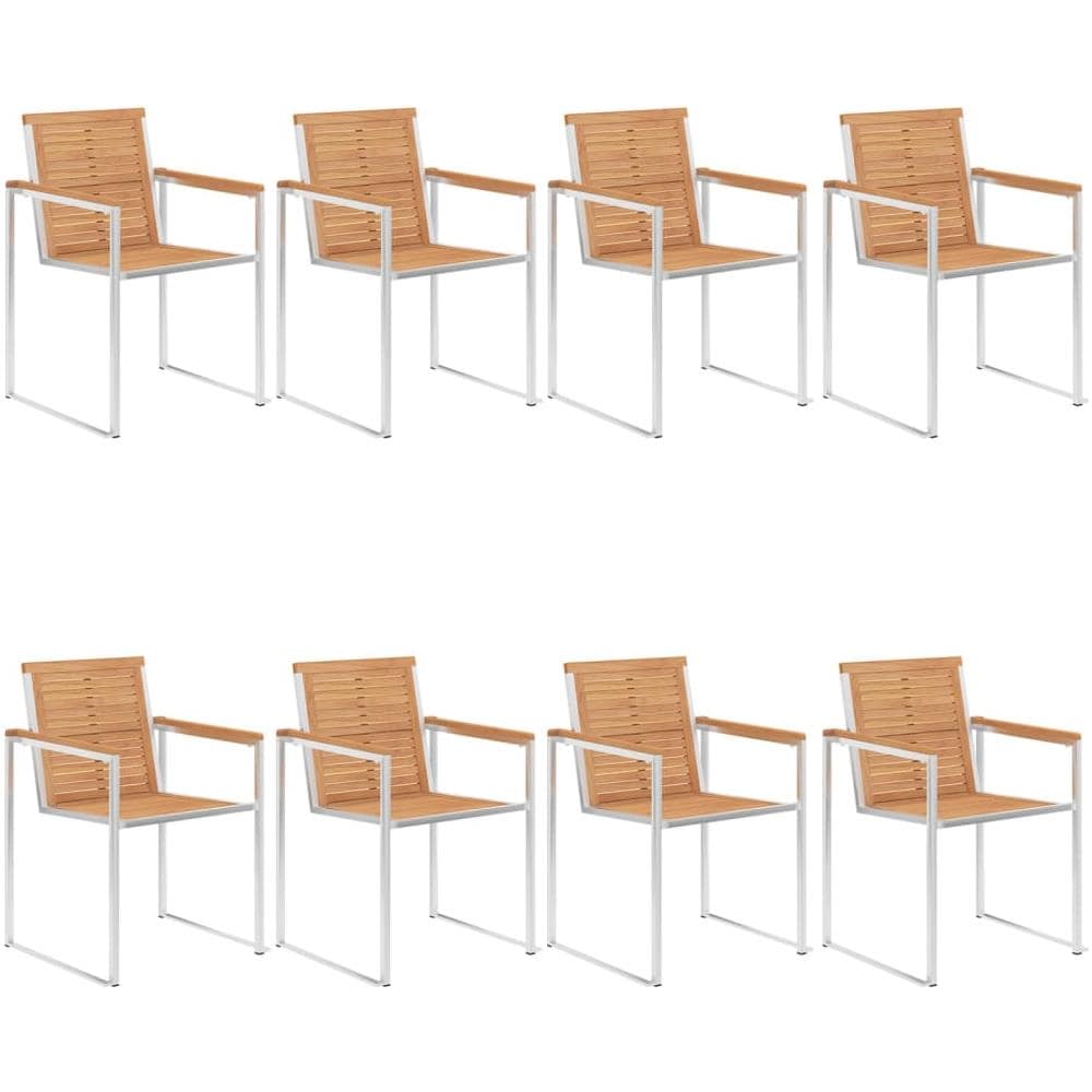 Sedie Da Giardino Con Cuscini 8 Pz In Legno Massello Di Teak - Foto 3