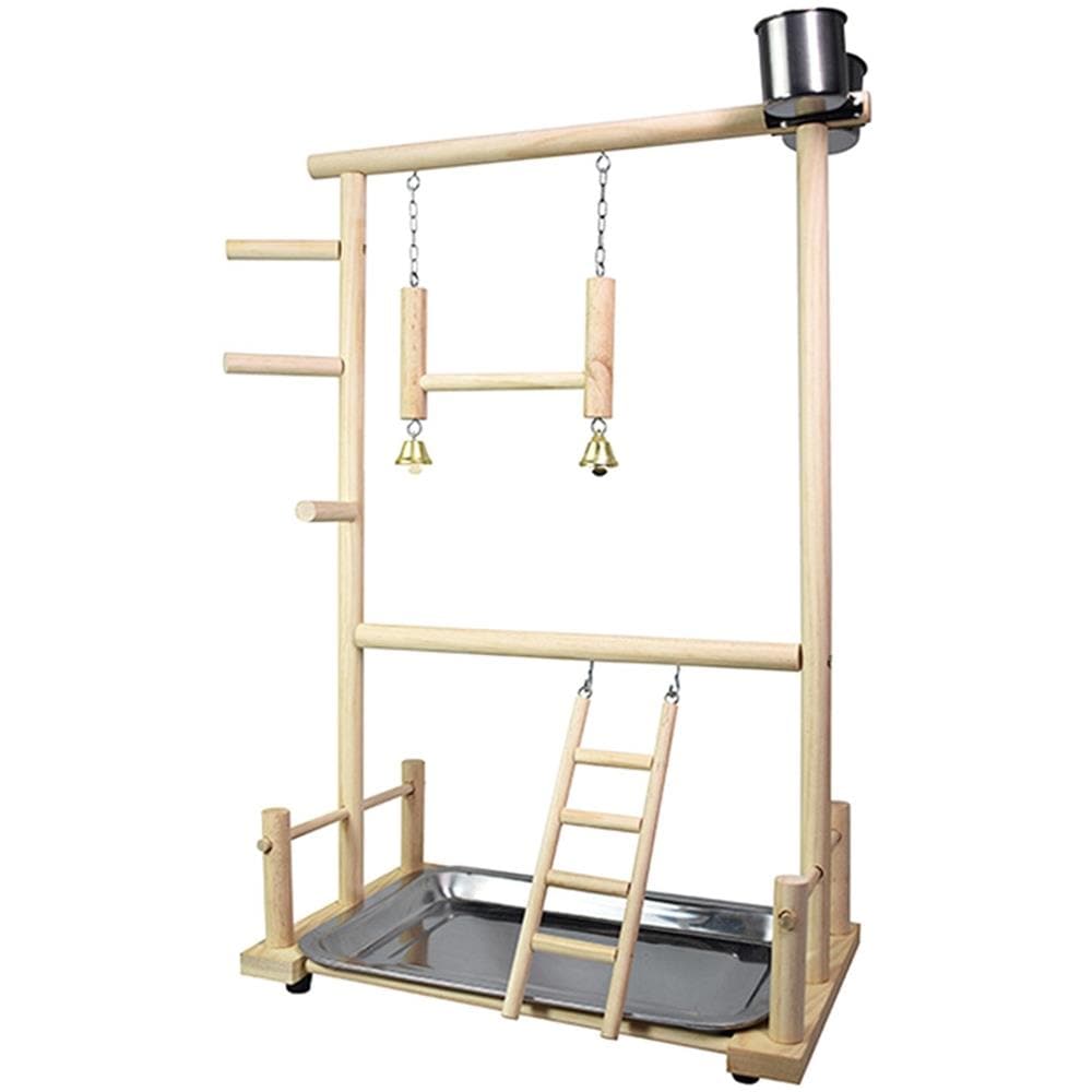 Parco Giochi Per Pappagalli WishesMar - Legno Naturale, 24.5x22x22 Cm, Per Cocorite E Cacatua