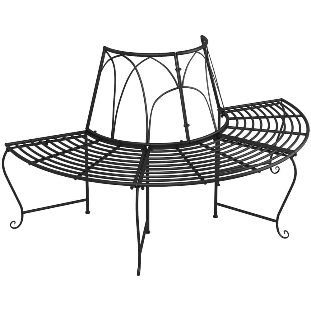 Panchina per Albero Semi Circolare Ø159 cm Nera in Acciaio - Foto 2