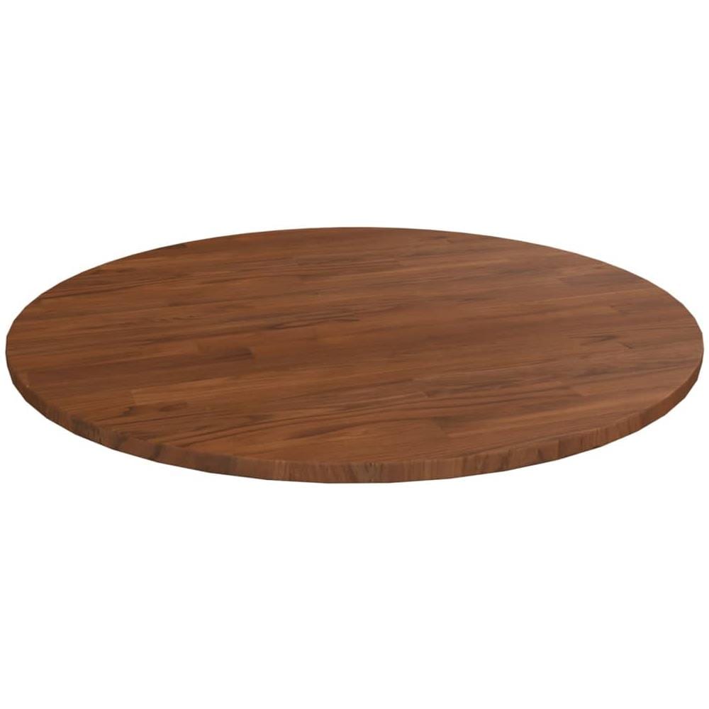 Piano Tavolo Rotondo Marrone Scuro 70x1,5 Cm Rovere Trattato - Foto 1