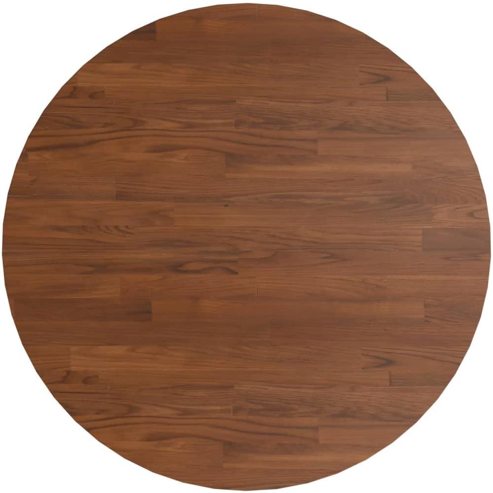 Piano Tavolo Rotondo Marrone Scuro 70x1,5 Cm Rovere Trattato - Foto 2