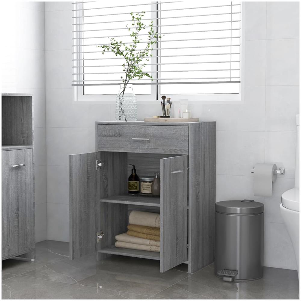 Armadietto Bagno Grigio Sonoma 60x33x80 cm in Legno tecnico - Foto 3