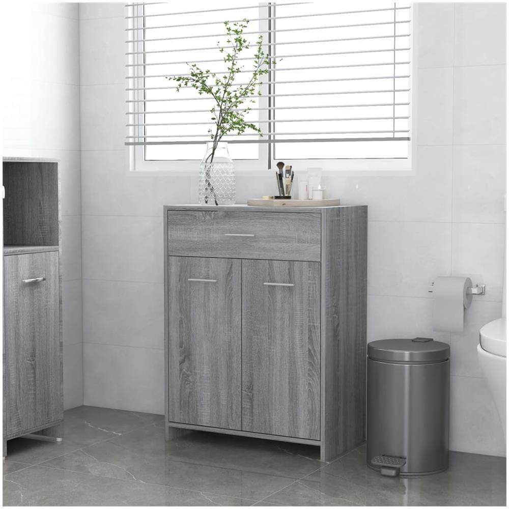 Armadietto Bagno Grigio Sonoma 60x33x80 cm in Legno tecnico - Foto 1