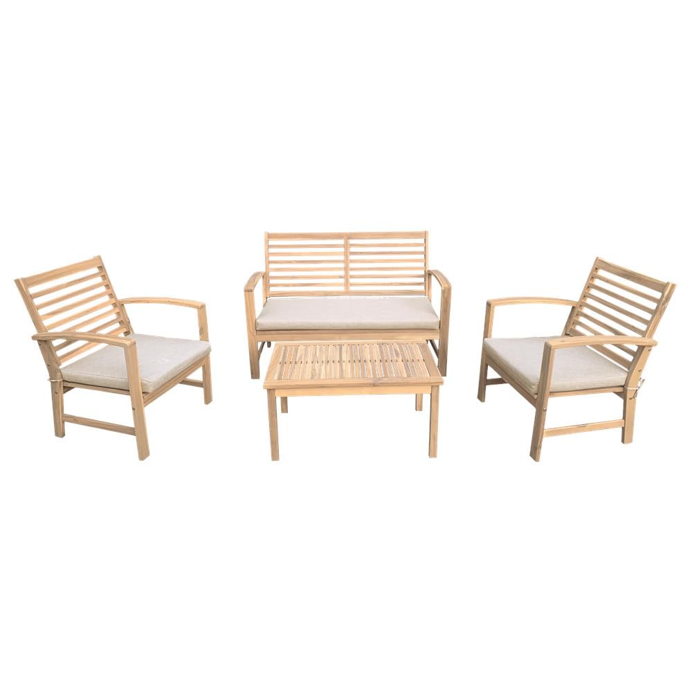 Set Di Mobili Da Giardino In Acacia Goa 4 Posti - Cuscini Sabbia - Foto 1