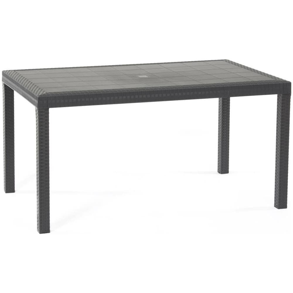 Tavolo Da Esterno Giove, Tavolo Rettangolare Da Giardino, Tavolo Da Giardino Multiuso Effetto Rattan, 100% Made In Italy, 150x90h74 Cm, Antracite - Foto 2