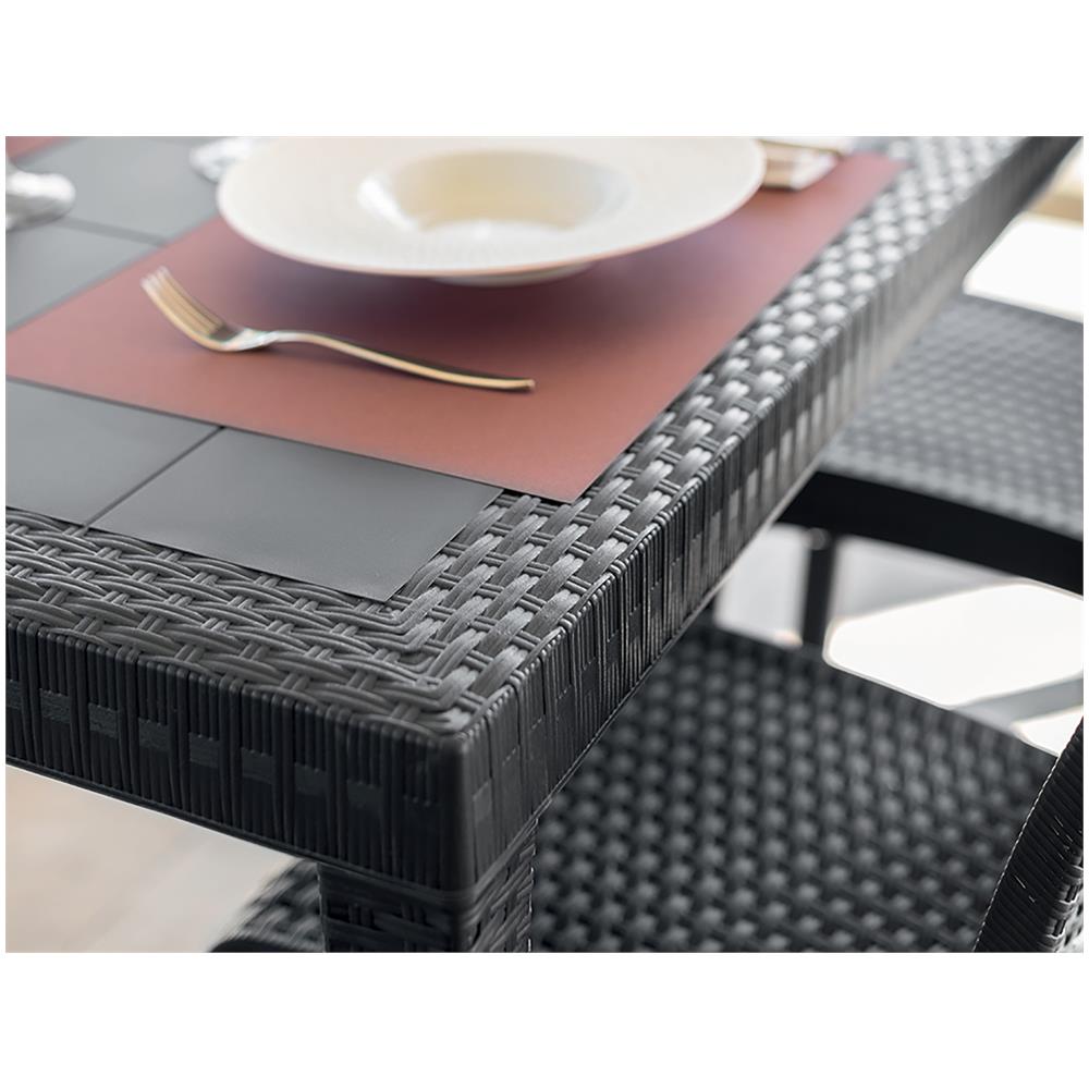 Tavolo Da Esterno Giove, Tavolo Rettangolare Da Giardino, Tavolo Da Giardino Multiuso Effetto Rattan, 100% Made In Italy, 150x90h74 Cm, Antracite - Foto 4