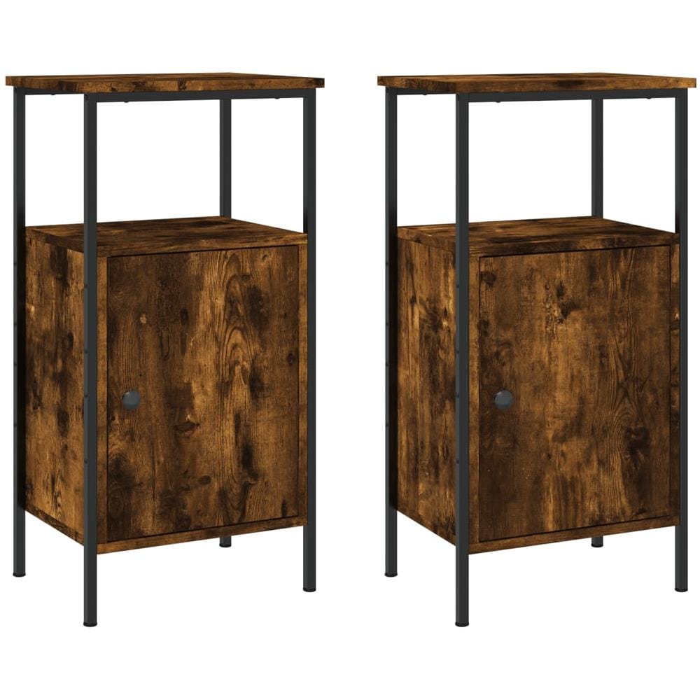Comodini 2pz Rovere Fumo 41x31x80 Cm In Legno Multistrato - Foto 2