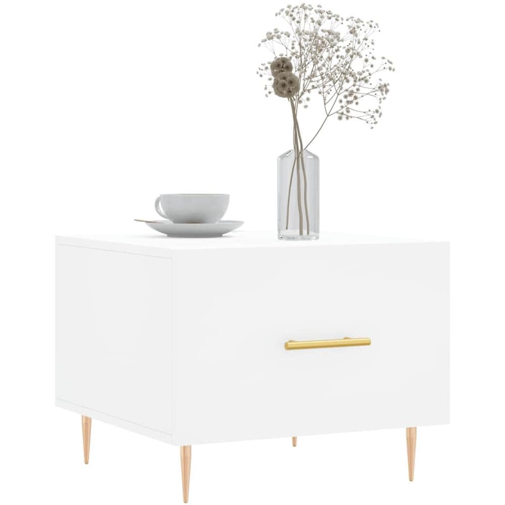 Tavolino Da Salotto Bianco 50x50x40 Cm In Legno Multistrato - Foto 3