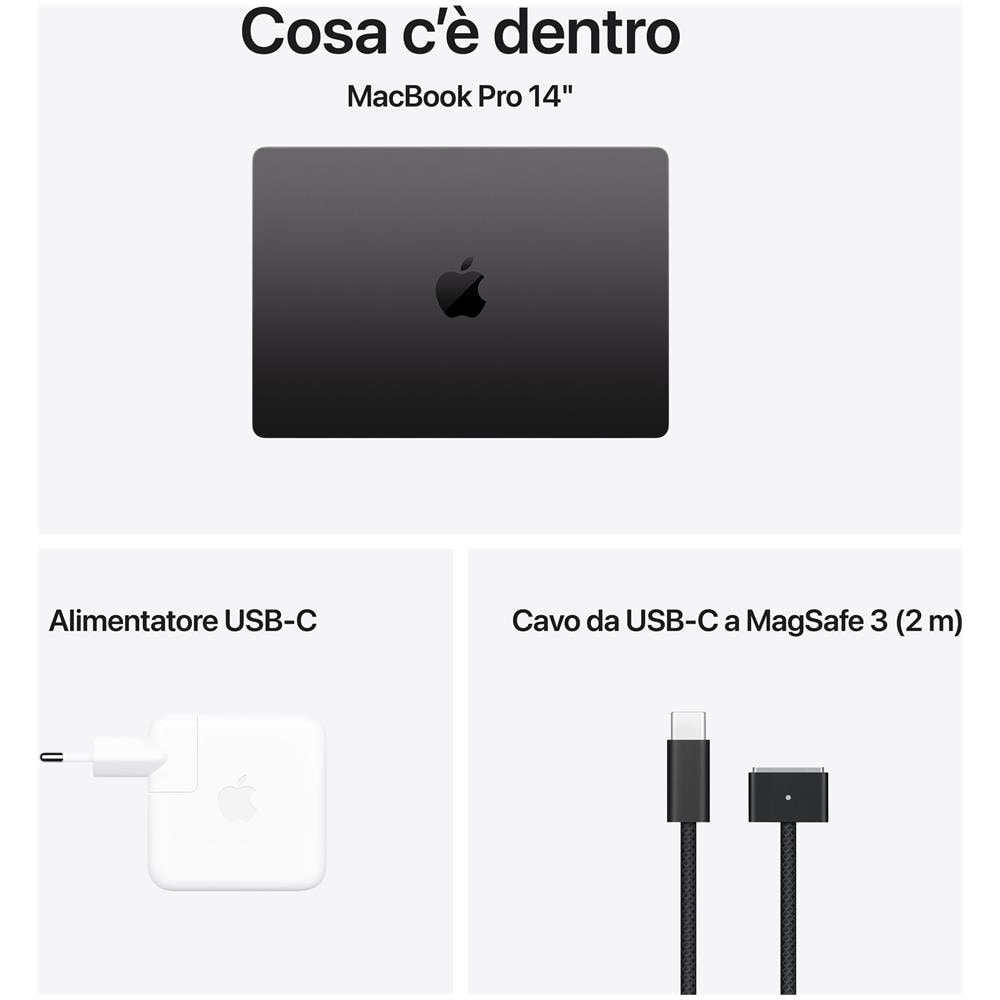MacBook Pro 14" Chip M4 con CPU 10-core e GPU 10-core - 16GB di memoria unificata e Archiviazione SSD da 512GB - Nero Siderale - Foto 8