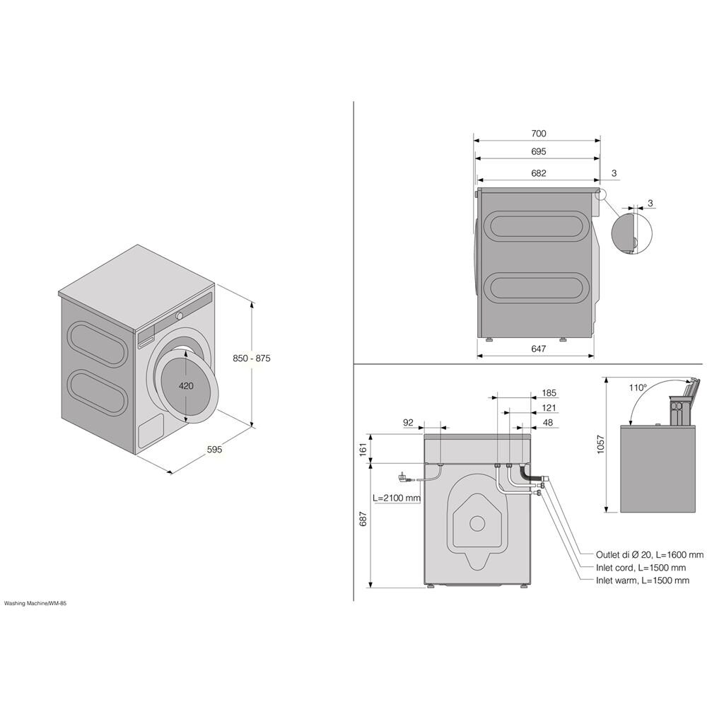 Style W6124X.W / 3 lavatrice Caricamento frontale 12 kg 1400 Giri /min Bianco - Foto 10
