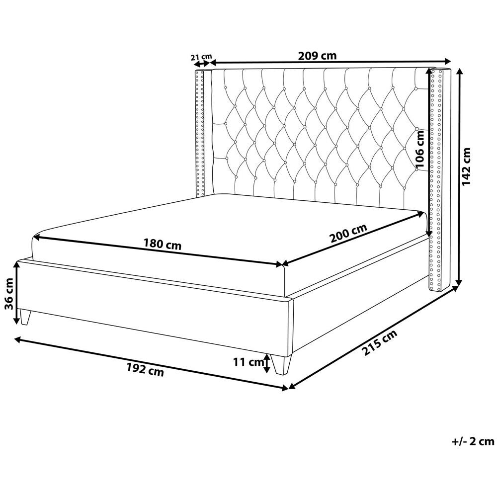 Letto Imbottito Con Rete A Doghe Beige 180 X 200 Cm Lubbon - Foto 2