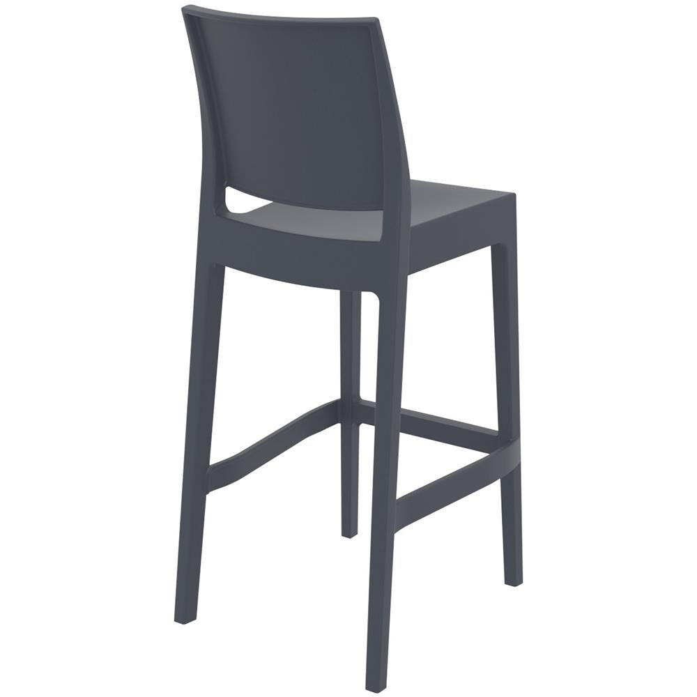 Set 2 Sgabelli Bar Maya Impilabili In Polipropilene - Coppia Sedie Sgabello Alte Outdoor Con Schienale Bancone H75CM con Poggiapiedi Grigio Scuro - Foto 5